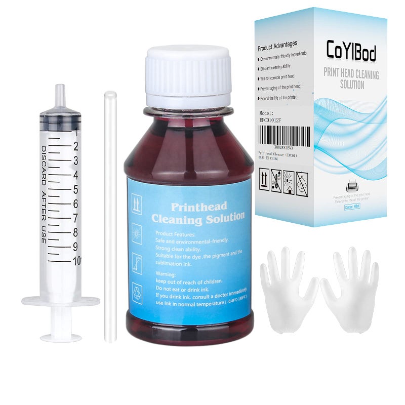 CoYlBod Sublimation Printers Printhead Cleaning Kit Compatible for Epson WF-7210 WF-7110 WF- 7720 WF-7710 WF-7620 WF-7520 WF-2510 WF-2520 XP-310 XP-314 XP-410 XP-420 XP-424 XP-434 100ml Nozzle Cleaner - Image 1